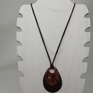 Chicos Womens Brown Pendant Cord Necklace